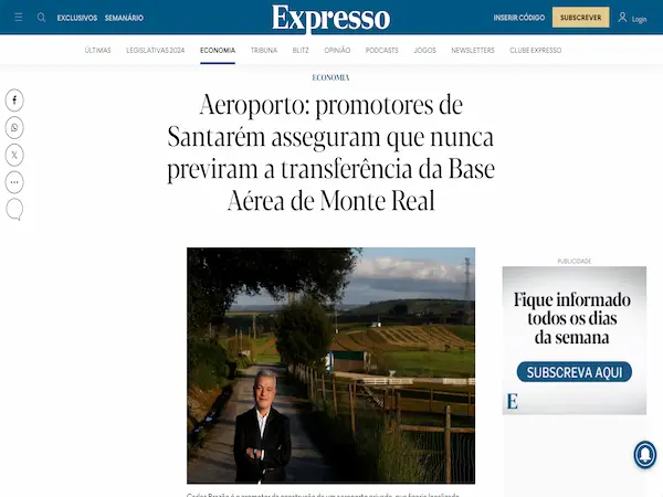 Aeroporto: promotores de Santarém asseguram que nunca previram a transferência da Base Aérea de Monte Real
