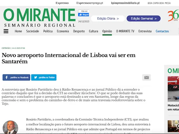 Novo Aeroporto Internacional de Lisboa vai ser em Santarém